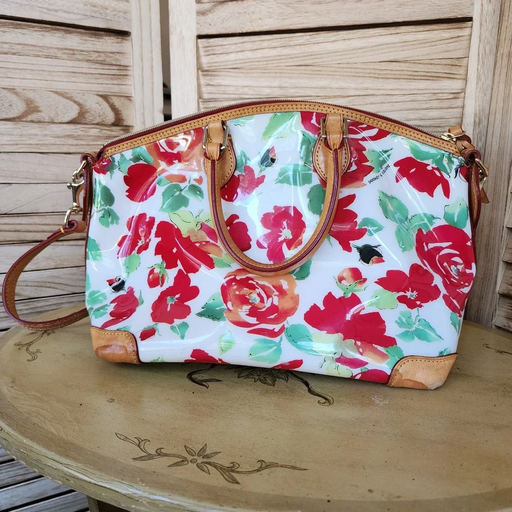 Dooney & Bourke Rose Garden Floral Satchel Bag Handbag Purse Feminine Girl Era